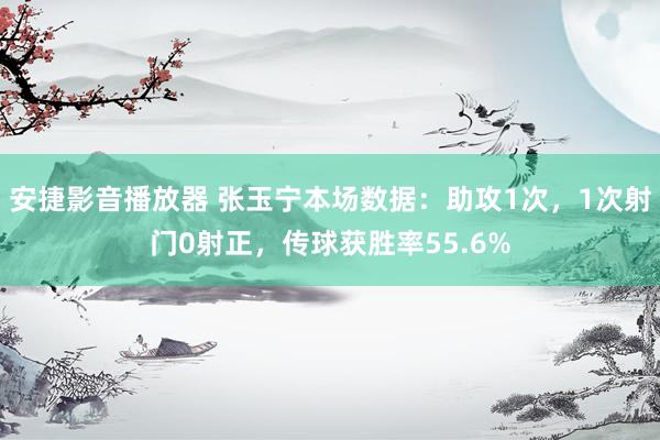 安捷影音播放器 张玉宁本场数据：助攻1次，1次射门0射正，传球获胜率55.6%